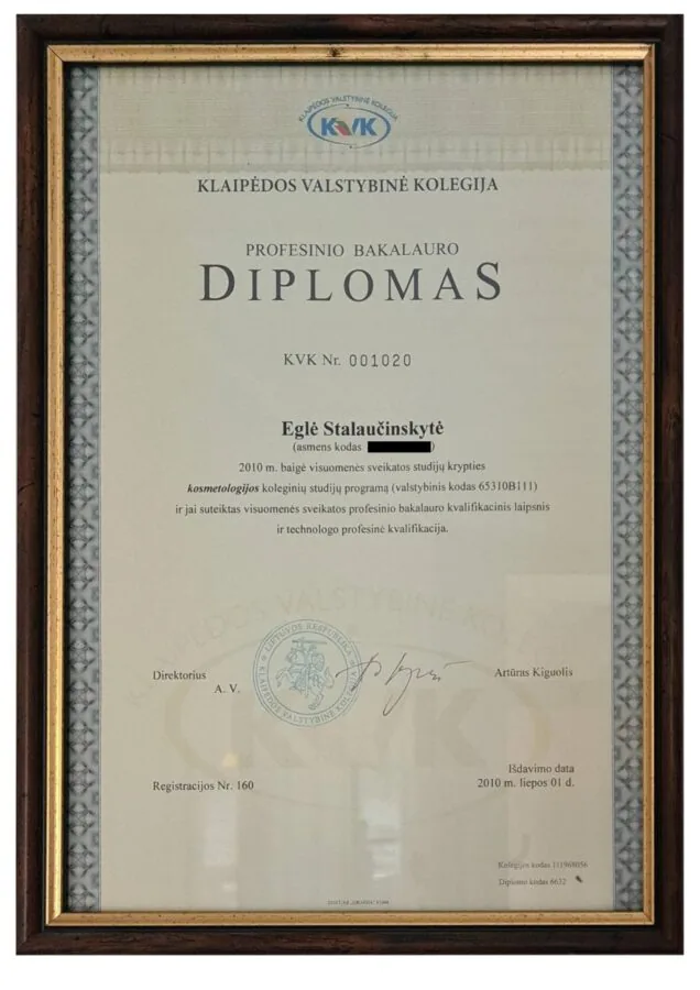 2010 kvk kosmetologijos diplomas