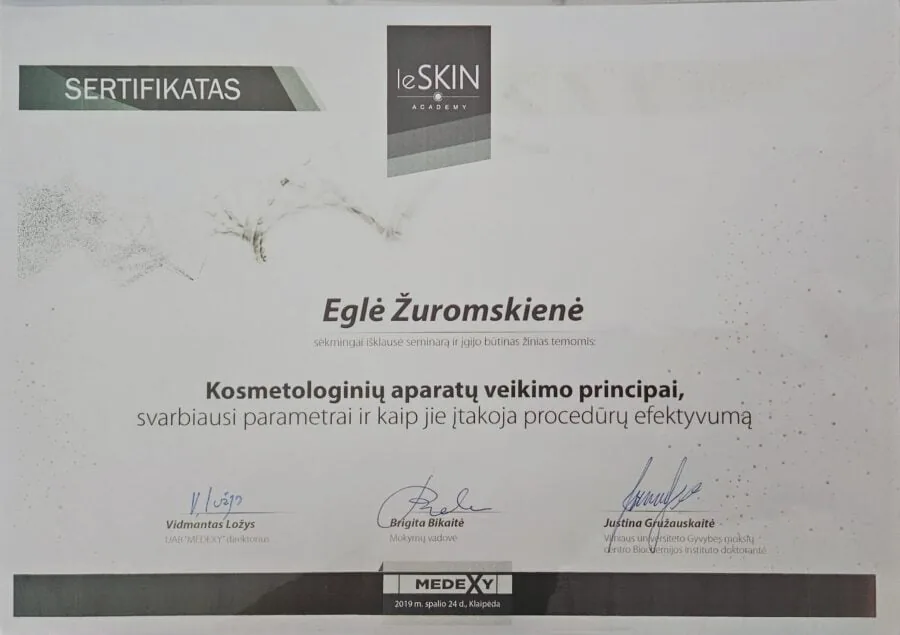 2019 seminaras kosmetologinių aparatų veikimo principai