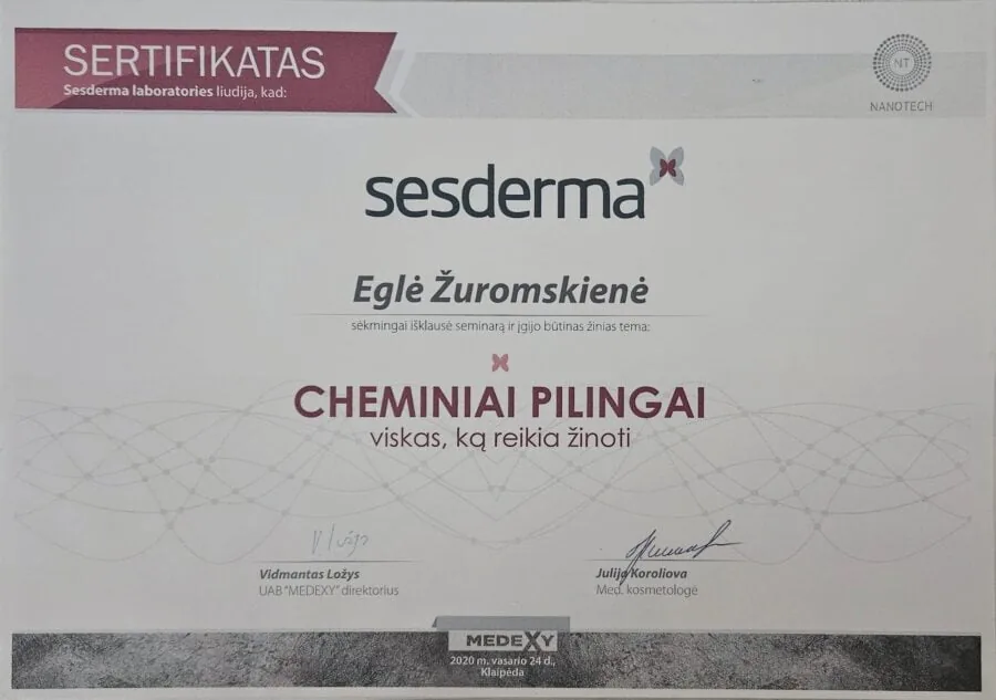 2020 cheminių pilingų mokymai