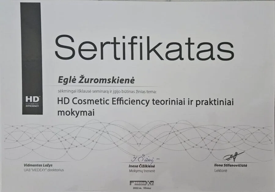 2022 hd cosmetic efficiency mokymai